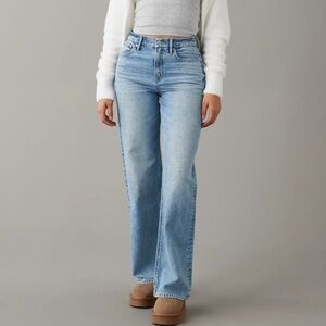 American Eagle Super High Rise Baggy Straight Rhinestone Jeans – Size 4R